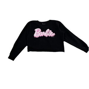 Womens BARBIE Lg Sleeve Cropped Sweatshirt  Sz Med Barbiecore Princesscore Gym
